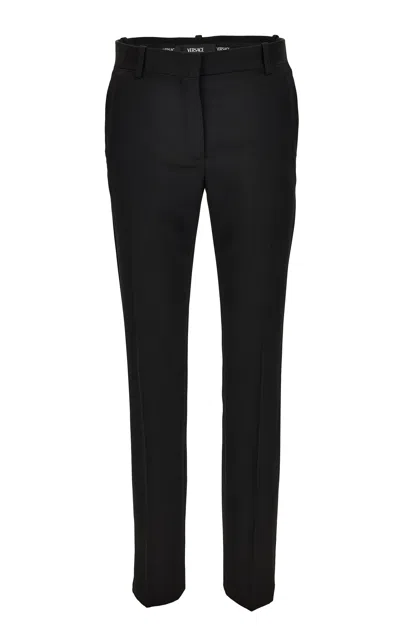Versace Mid-rise Virgin-wool Skinny Pants In Black