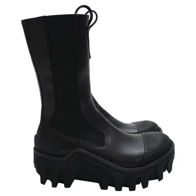 Versace Mid-calf Leather Chunky Chelsea Boots In Black Leather