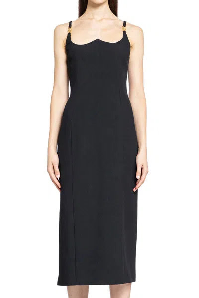 Versace Cocktail Dress With Medusa Details In Black