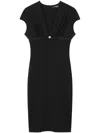 Versace Fitted Black Midi Dress With Satin Trim And Medusa Detail