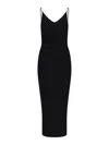 Versace Safety Pin Suspender Midi Dress In Black