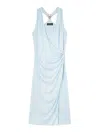 Versace Light Blue Midi Dress With V-neck And Medusa Plaque On The Back In Viscose For Women In Blue