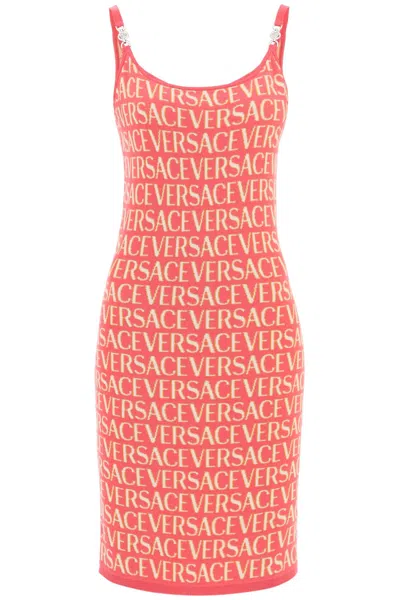 Versace Midi Dress In Fuxia+rosa