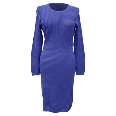 Versace Midi Dress In Blue Polyester