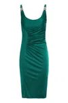Versace Gathered Jersey Cocktail Dress In Green