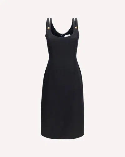 Versace Midi Grain De Poudre Wool Dress In Black