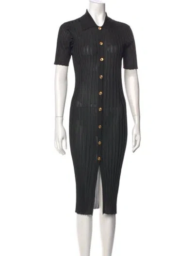 Pre-owned Versace Midi Length Dress In Gray