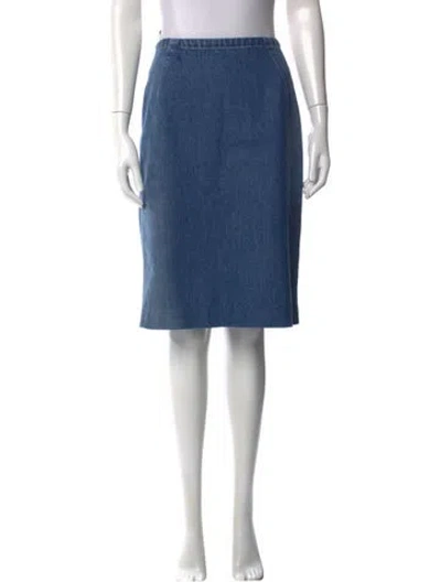 Pre-owned Versace Midi Length Skirt In Blue
