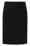 Versace Tailored Stretch Wool Midi Skirt With Logo Detail