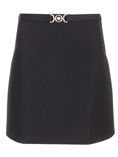 Versace Midi Skirt In Grain De Poudre In Multicolor