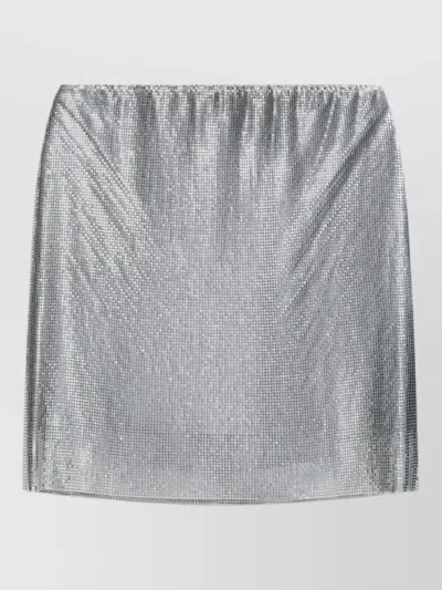 Versace Midi Skirt Nylon Silk Metallic Finish In Gray