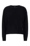Versace Oversized Wool Blend Sweater With Embroidered Detail In Dark Blue
