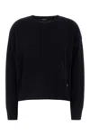 Versace Midnight Blue Stretch Wool Blend Sweater In Black