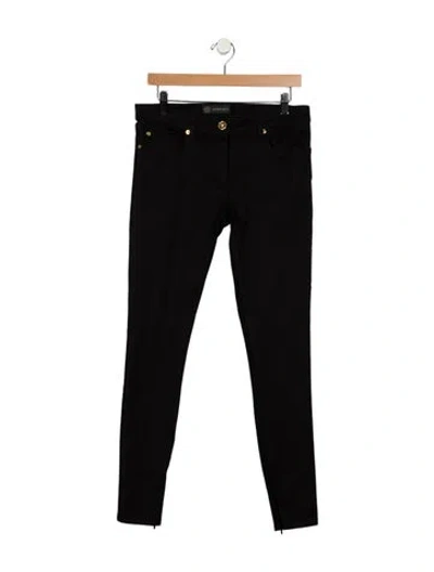 Pre-owned Versace Mid-rise Skinny Leg Jeans In Black