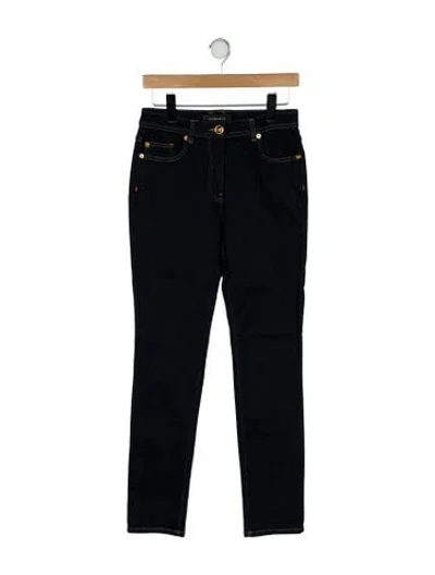 Pre-owned Versace Mid-rise Skinny Leg Jeans In Blue