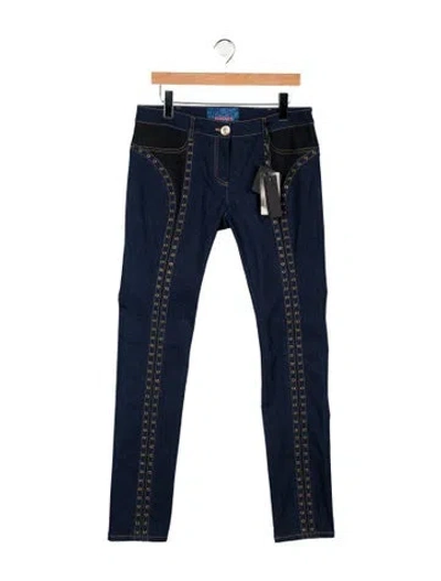 Pre-owned Versace Mid-rise Skinny Leg Jeans W/ Tags In Blue