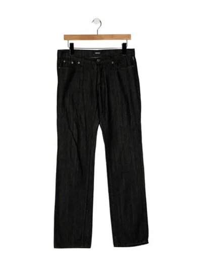 Pre-owned Versace Mid-rise Straight Leg Jeans In Black