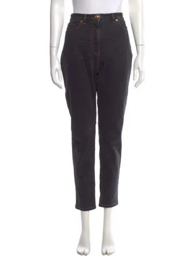 Pre-owned Versace Mid-rise Straight Leg Jeans In Black