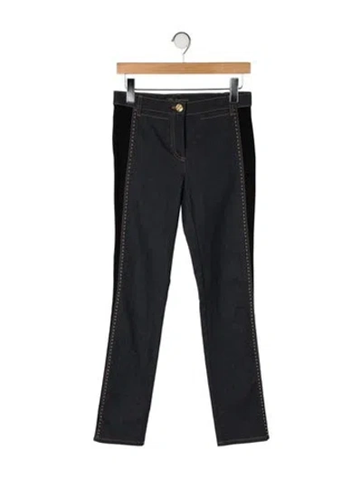 Pre-owned Versace Mid-rise Straight Leg Jeans In Black