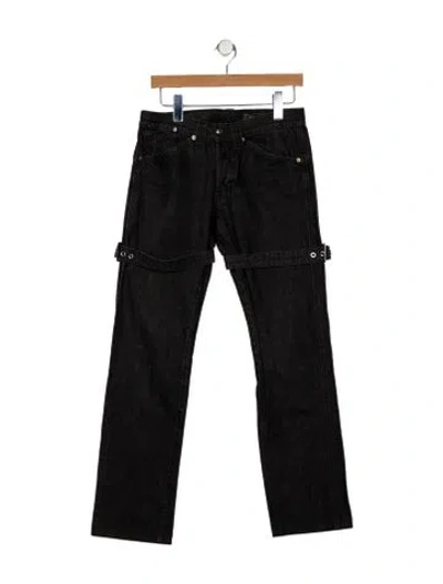 Pre-owned Versace Mid-rise Straight Leg Jeans In Black