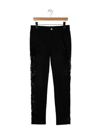 Pre-owned Versace Mid-rise Straight Leg Jeans In Black