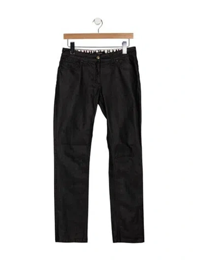 Pre-owned Versace Mid-rise Straight Leg Jeans In Black