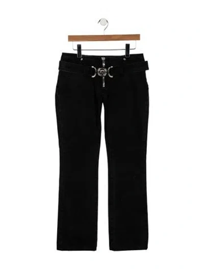 Pre-owned Versace Mid-rise Straight Leg Jeans In Black