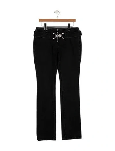 Pre-owned Versace Mid-rise Straight Leg Jeans In Black