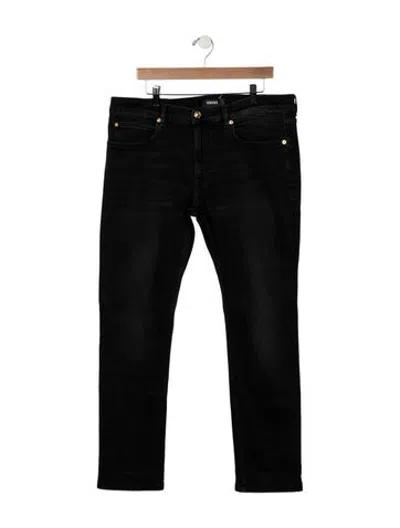 Pre-owned Versace Mid-rise Straight Leg Jeans In Black