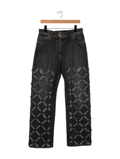 Pre-owned Versace Mid-rise Straight Leg Jeans In Black
