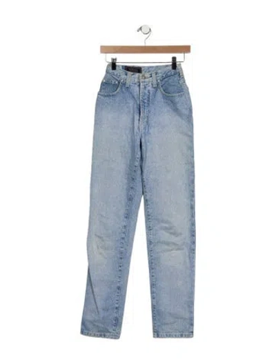Pre-owned Versace Mid-rise Straight Leg Jeans In Blue