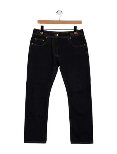 Pre-owned Versace Mid-rise Straight Leg Jeans In Blue