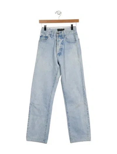 Pre-owned Versace Mid-rise Straight Leg Jeans In Blue