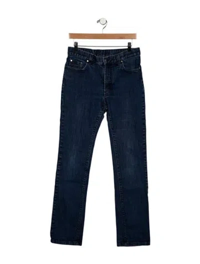 Pre-owned Versace Mid-rise Straight Leg Jeans In Blue