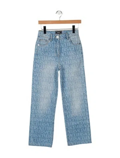 Pre-owned Versace Mid-rise Straight Leg Jeans In Blue
