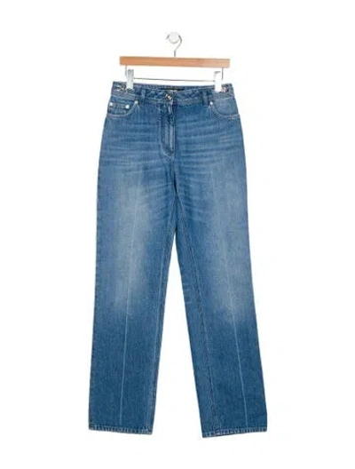 Pre-owned Versace Mid-rise Straight Leg Jeans In Blue