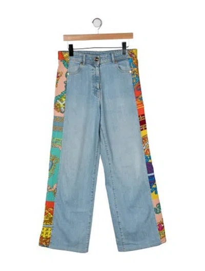Pre-owned Versace Mid-rise Straight Leg Jeans In Blue