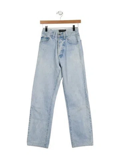 Pre-owned Versace Mid-rise Straight Leg Jeans In Blue