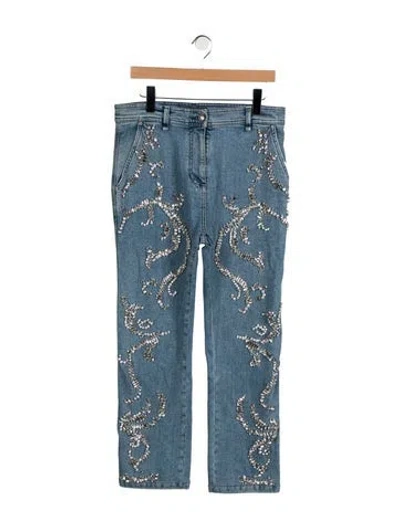 Pre-owned Versace Mid-rise Straight Leg Jeans In Blue