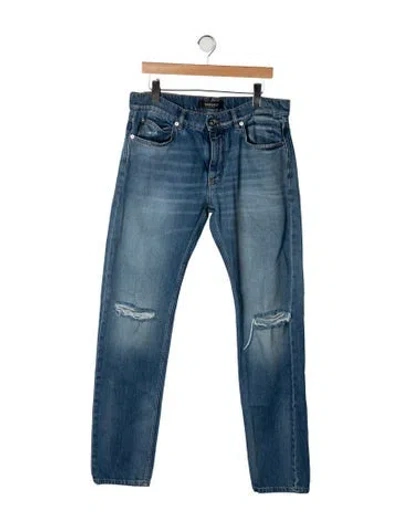 Pre-owned Versace Mid-rise Straight Leg Jeans In Blue