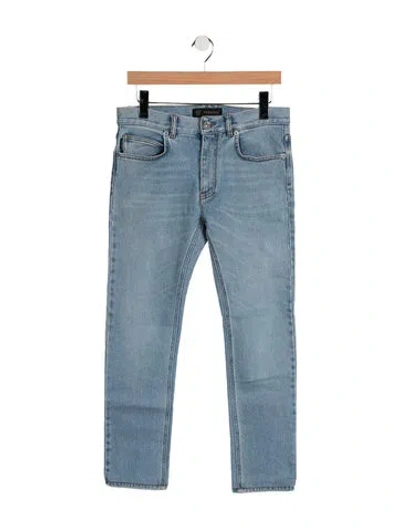 Pre-owned Versace Mid-rise Straight Leg Jeans In Blue