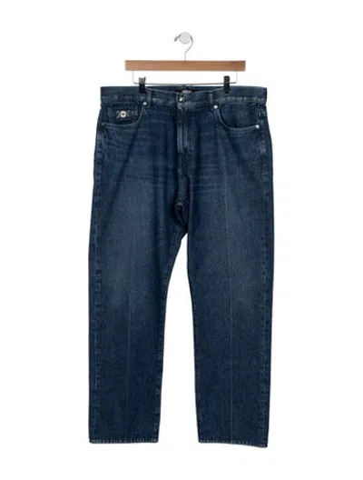 Pre-owned Versace Mid-rise Straight Leg Jeans In Blue