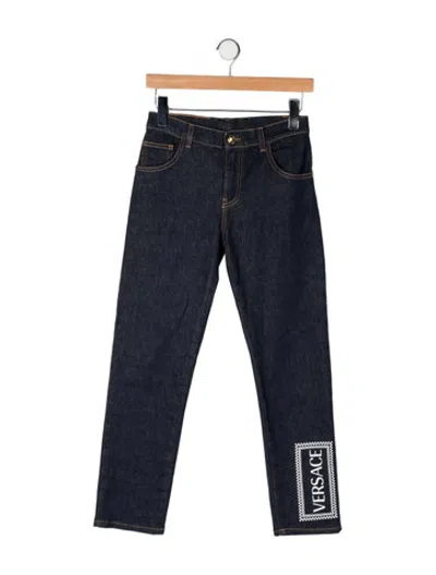 Pre-owned Versace Mid-rise Straight Leg Jeans In Blue