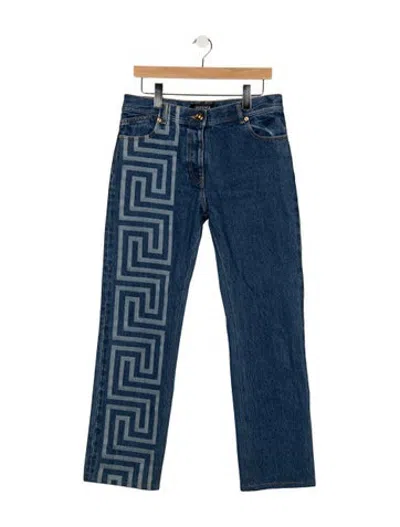 Pre-owned Versace Mid-rise Straight Leg Jeans In Blue