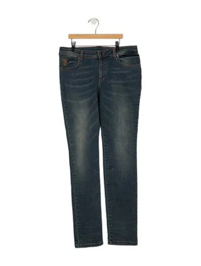 Pre-owned Versace Mid-rise Straight Leg Jeans In Blue