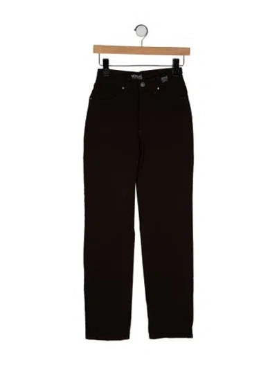 Pre-owned Versace Mid-rise Straight Leg Jeans In Brown