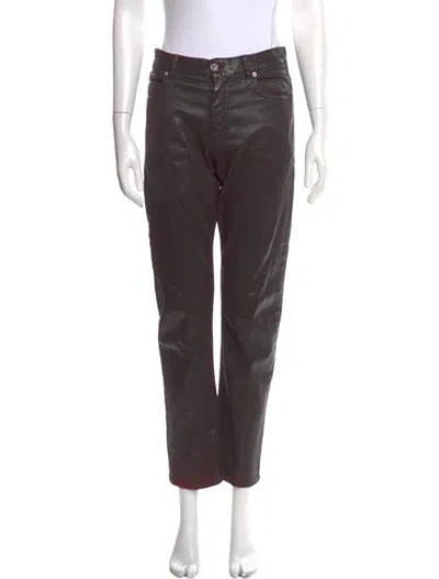 Pre-owned Versace Mid-rise Straight Leg Jeans In Brown