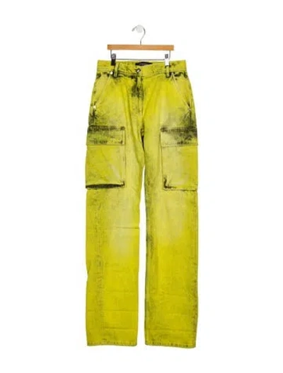 Pre-owned Versace Mid-rise Straight Leg Jeans In Green
