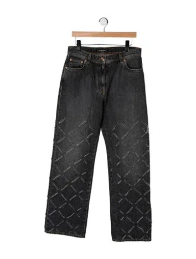 Pre-owned Versace Mid-rise Straight Leg Jeans In Grey