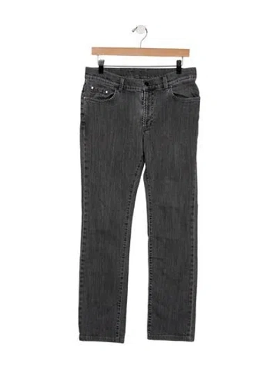 Pre-owned Versace Mid-rise Straight Leg Jeans In Grey